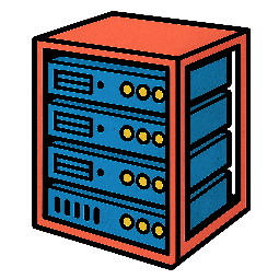 server-rack stylized as comic