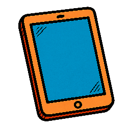 tablet-outline stylized as comic