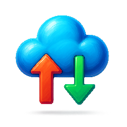 cloud-with-arrows stylized as digital