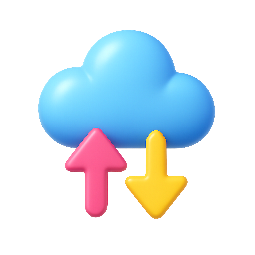 cloud-with-arrows stylized as shiny
