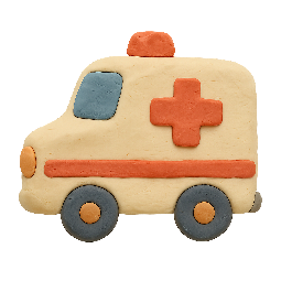 ambulance stylized as claymation