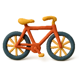 bicycle stylized as claymation