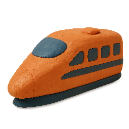 bullet-train stylized as claymation