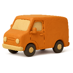 delivery-van stylized as claymation