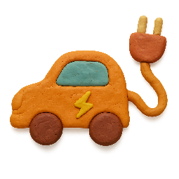 electric-car-plug stylized as claymation