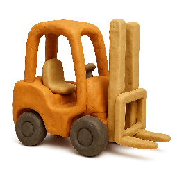 forklift stylized as claymation