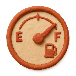 fuel-gauge stylized as claymation
