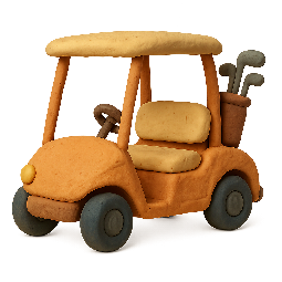 golf-cart stylized as claymation
