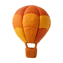 hot-air-balloon stylized as claymation