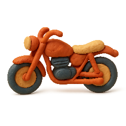 motorcycle stylized as claymation