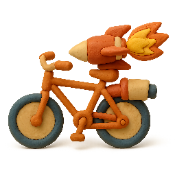 rocket-bike stylized as claymation