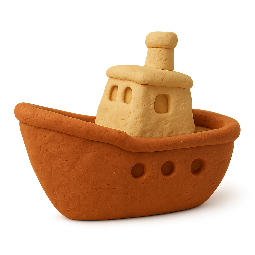 ship stylized as claymation