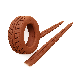 tire-skid-mark stylized as claymation