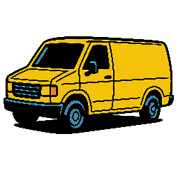 delivery-van stylized as comic