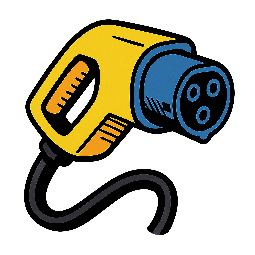 electric-car-plug stylized as comic