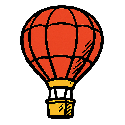hot-air-balloon stylized as comic