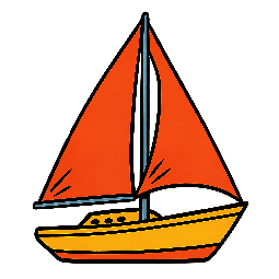 sailboat stylized as comic
