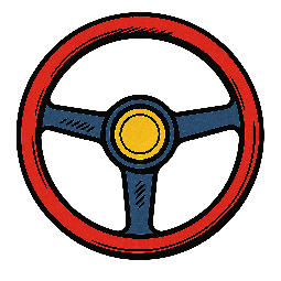 steering-wheel stylized as comic