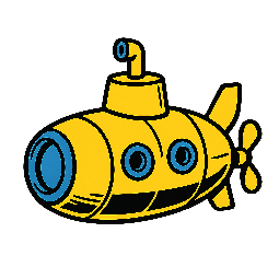 submarine stylized as comic