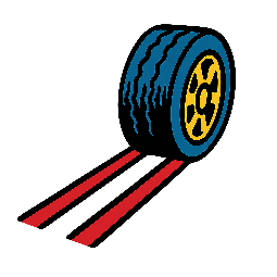 tire-skid-mark stylized as comic