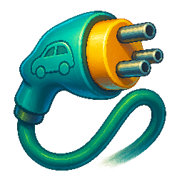 electric-car-plug stylized as digital