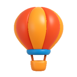 hot-air-balloon stylized as shiny