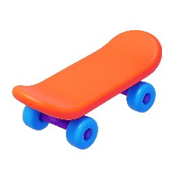 skateboard stylized as shiny